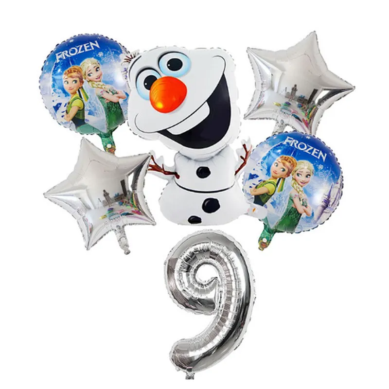 6Pcs Elsa Disney Frozen Princess Helium Balloons Number Baby Shower Girl Foil Globos Birthday Party Decorations Kids Toys Gift