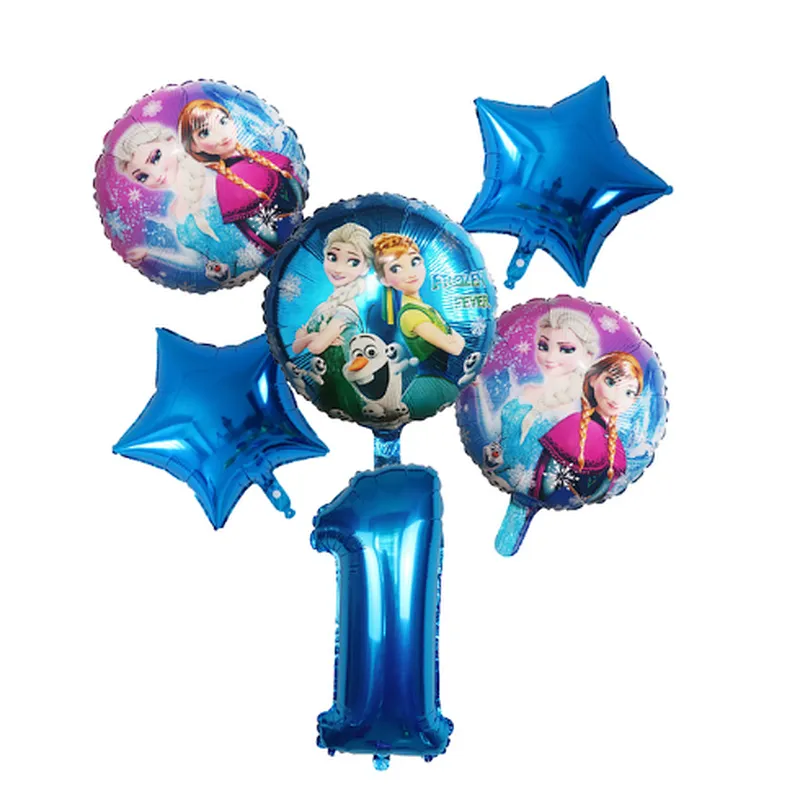 Disney Frozen Princess Elsa Helium Balloons Gradient Number Baby Shower Party Decoration Balloons Kids Birthday Air Globos