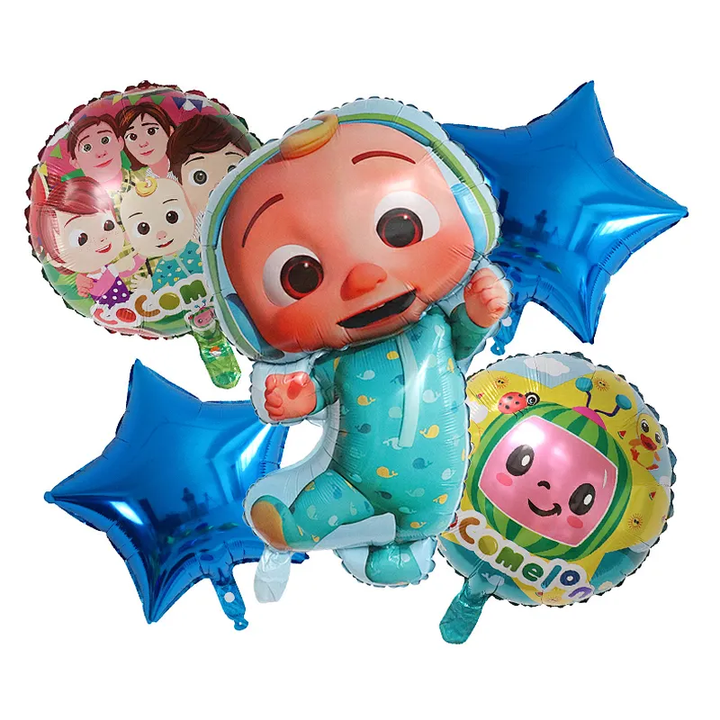 Amazon Hot Sale Cartoon Cocomelon Globos Aluminum Foil Balloon Children's Birthday Kids Toy Party Decoration Balloon Set