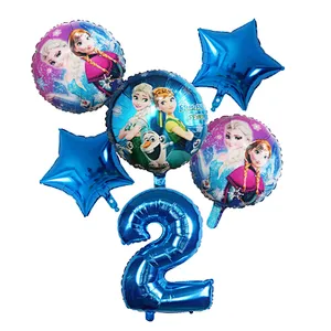 Disney Frozen Princess Elsa Helium Balloons Gradient Number Baby Shower Party Decoration Balloons Kids Birthday Air Globos