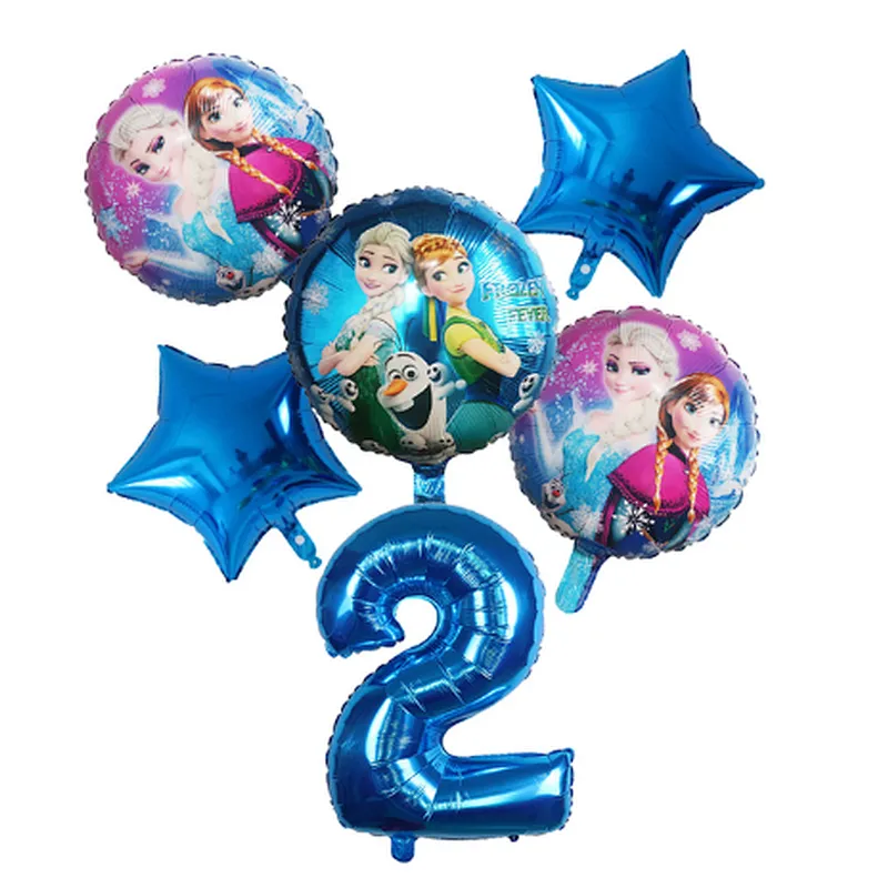 Disney Frozen Princess Elsa Helium Balloons Gradient Number Baby Shower Party Decoration Balloons Kids Birthday Air Globos