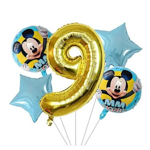 5pcs 18inch Mickey Minnie Foil Balloons Set Pink Gold 30inch Number Globos Baby Shower Kids Happy Birthday Party Decoration Toys