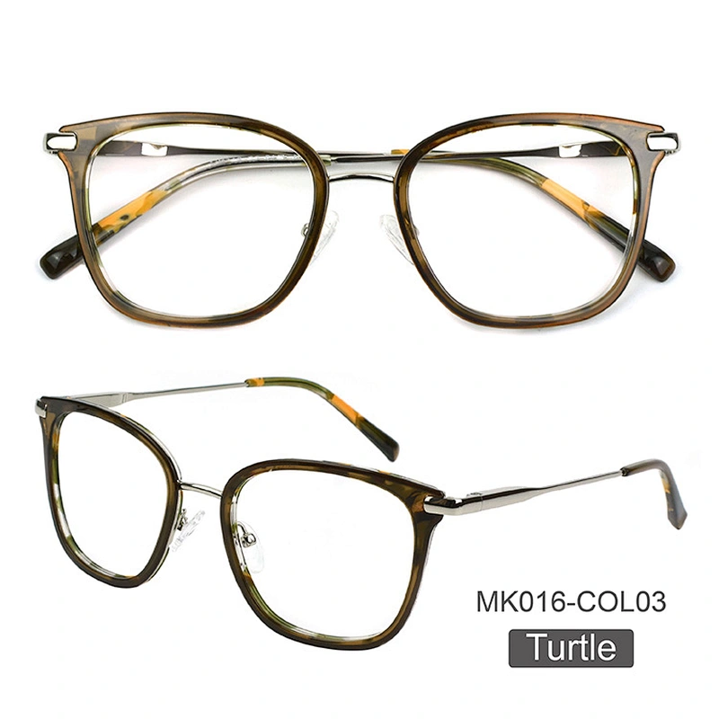 Innovative transparent acetate metal glasses frames square style eyeglassses frames optical blue light blocking glasses