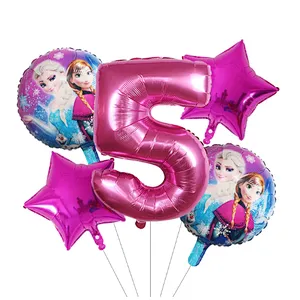 5Pcs Number Balloon Elsa Anna Disney Frozen Princess Helium Balloons Baby Shower Girl Globos Birthday Party Decoration Kids Toys