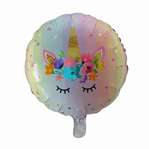 Hot Sale Birthday Party Decoration Balloon 18 Inch Round Shape Unicorn Foil Balloon