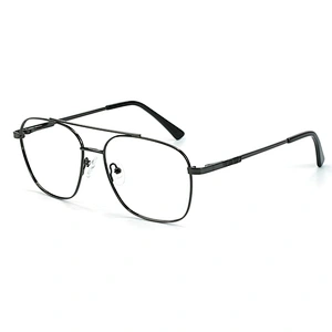 Double bridge big frame eyeglasses men retro gold temple oversized optical glasses