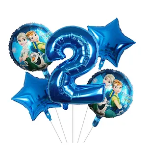 5Pcs Number Balloon Elsa Anna Disney Frozen Princess Helium Balloons Baby Shower Girl Globos Birthday Party Decoration Kids Toys