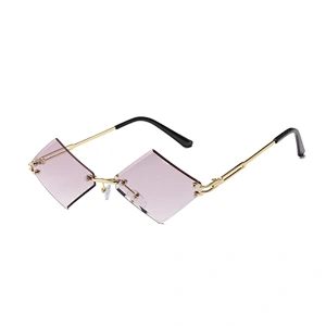 rhombus sunglasses women men rimless vintage gift party unisex fashion rhombus sunglasses UV400