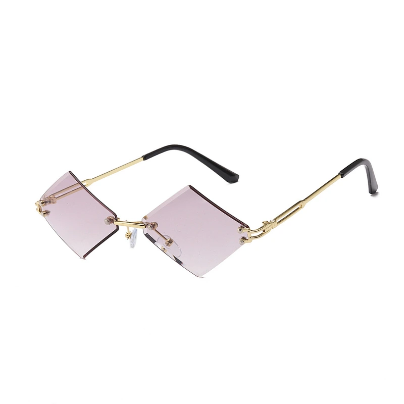 rhombus sunglasses women men rimless vintage gift party unisex fashion rhombus sunglasses UV400