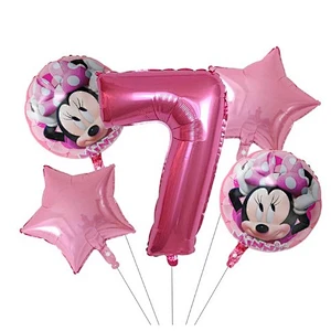 5pcs 18inch Mickey Minnie Foil Balloons Set Pink Gold 30inch Number Globos Baby Shower Kids Happy Birthday Party Decoration Toys