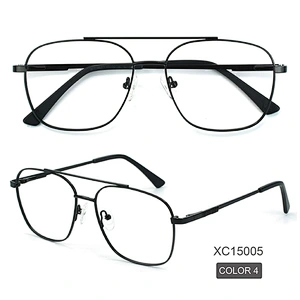 Double bridge big frame eyeglasses men retro gold temple oversized optical glasses