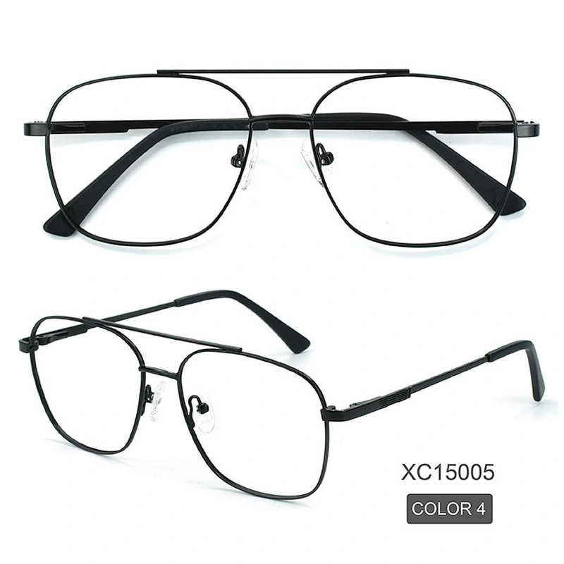 Double bridge big frame eyeglasses men retro gold temple oversized optical glasses
