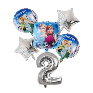 Disney Frozen Princess Elsa Helium Balloons Gradient Number Baby Shower Party Decoration Balloons Kids Birthday Air Globos