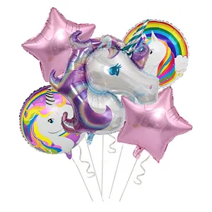 Unicorn design happy birthday party decoration helium foil balloons