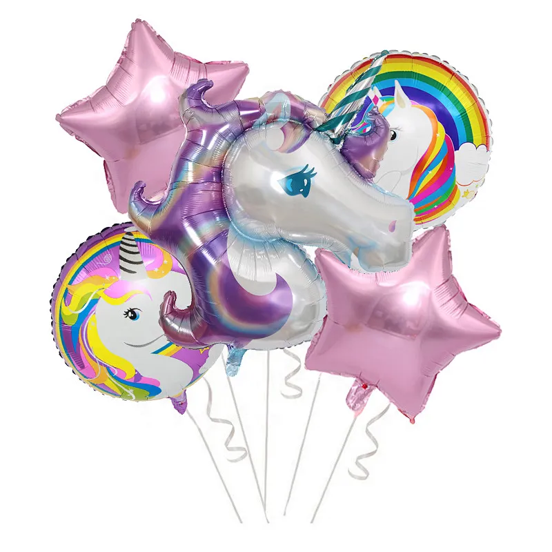 Unicorn design happy birthday party decoration helium foil balloons