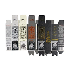 gold stamping logo paper box auto tuck box style for 60ml vaping bottle