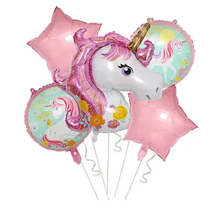 Unicorn design happy birthday party decoration helium foil balloons