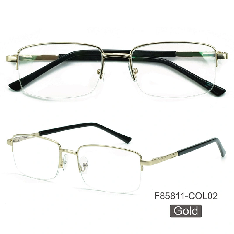 competitive half rim metal optical frame anti blue light blocking glasses manufacture