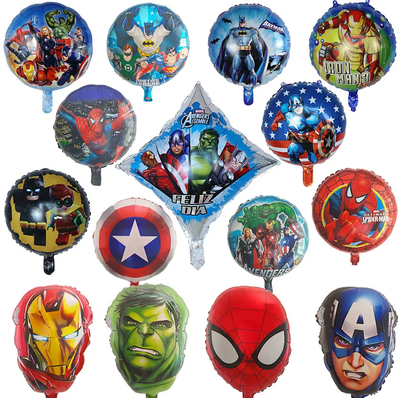 American Cartoon Character Spider man Superhero Captain Man Iron Head Shape Globos Foil Balloons For Kids Toy Decoration
