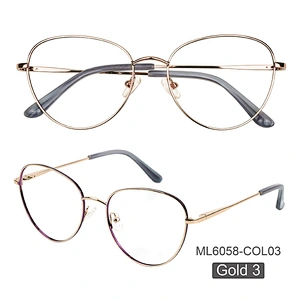 amazon hot sell custom ready stock eye glass eyewear gold metal eyeglasses optical frames for shop