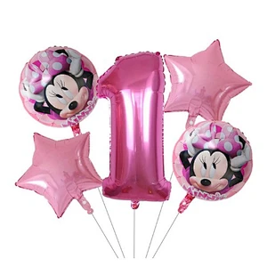 5pcs 18inch Mickey Minnie Foil Balloons Set Pink Gold 30inch Number Globos Baby Shower Kids Happy Birthday Party Decoration Toys