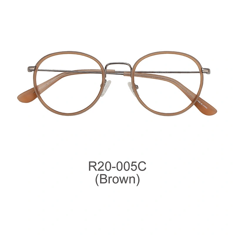 Rock ants main product classic design round acetate metal glasses handmade optical eyeglasses frames