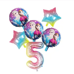 Disney Frozen Princess Elsa Helium Balloons Gradient Number Baby Shower Party Decoration Balloons Kids Birthday Air Globos