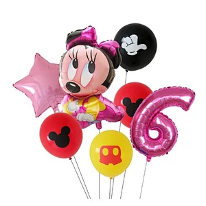 7pcs Cartoon Mickey Minnie Mouse Foil Balloons Set Globos For Baby Shower Kids Happy Birthday Party Decorations