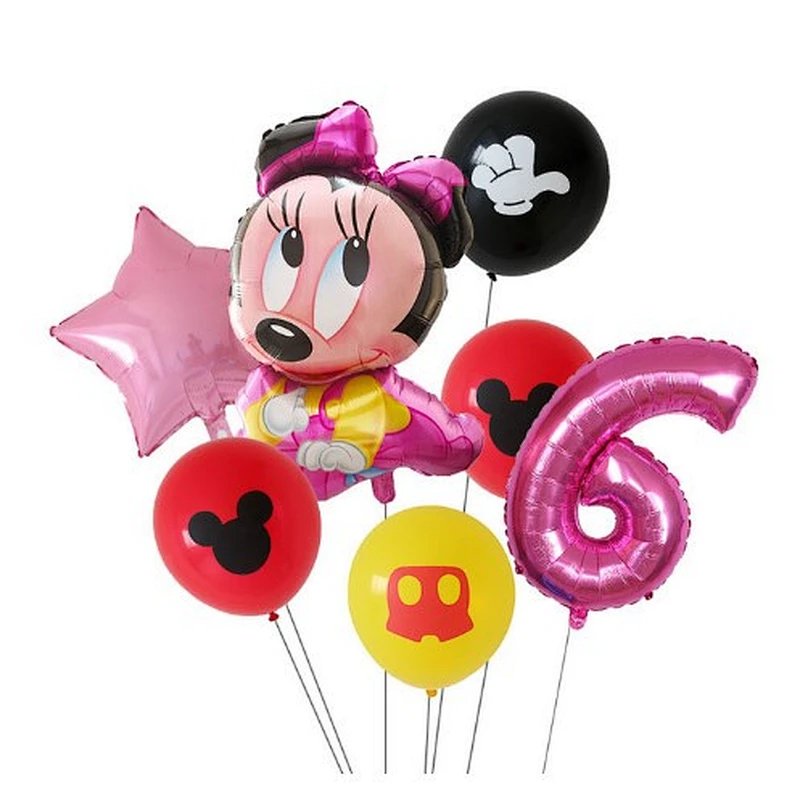 7pcs Cartoon Mickey Minnie Mouse Foil Balloons Set Globos For Baby Shower Kids Happy Birthday Party Decorations