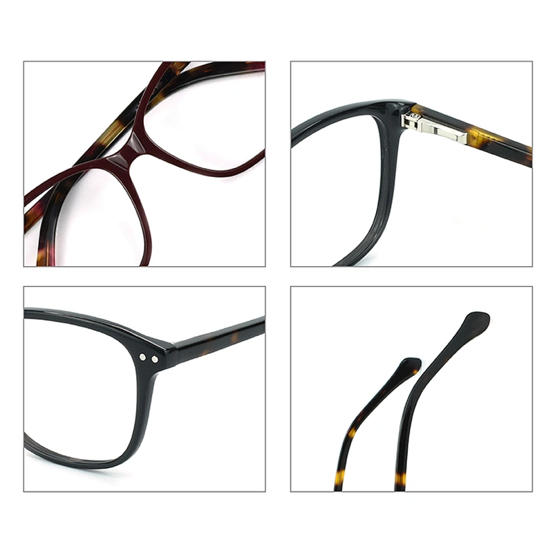 Classic black acetate optical frames with demi temple eyewear for men women