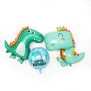 New green crown dinosaur aluminum film balloon jungle theme party decoration dinosaur aluminum film balloon layout