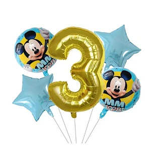5pcs 18inch Mickey Minnie Foil Balloons Set Pink Gold 30inch Number Globos Baby Shower Kids Happy Birthday Party Decoration Toys