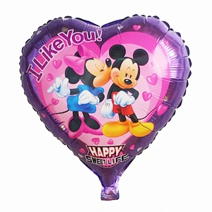 Mickey Minnie cartoon character balloon 18 inch heart   shape foil balloons for children's birthday party decorations
