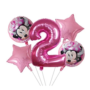 5pcs 18inch Mickey Minnie Foil Balloons Set Pink Gold 30inch Number Globos Baby Shower Kids Happy Birthday Party Decoration Toys