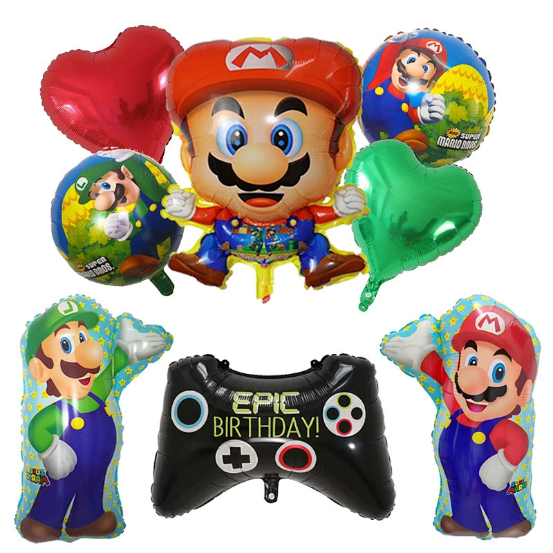Wholesale cartoon character Mario foil balloon set for kids birthday party decoration Mario brother Hot sell