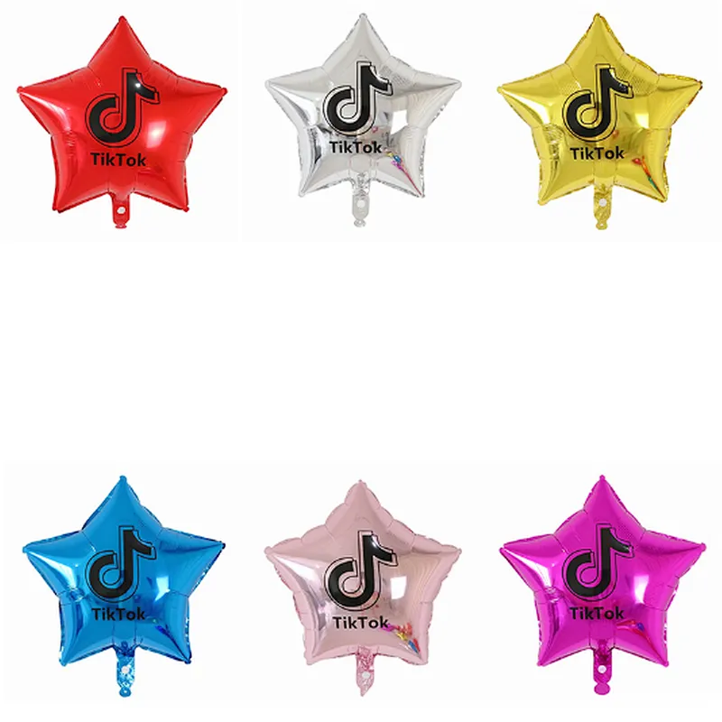 Multiple Color 18 inch Star Shaped Tik Tok Foil Helium Balloons Birthday Party Decorations