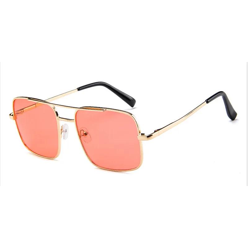Double bridge green blue lens fashion oversized metal men sunglasses