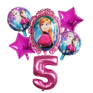 6Pcs Elsa Disney Frozen Princess Helium Balloons Number Baby Shower Girl Foil Globos Birthday Party Decorations Kids Toys Gift