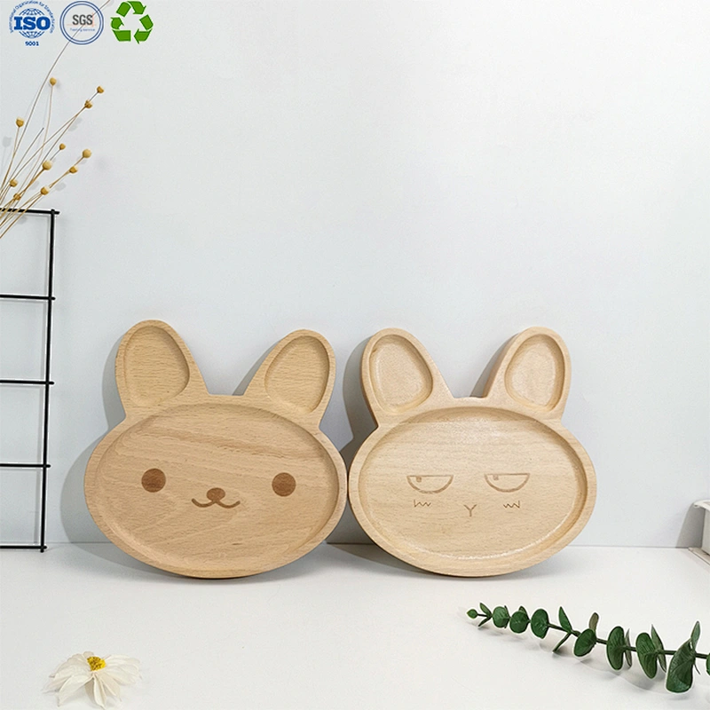 Wood cartoon cutlery plate