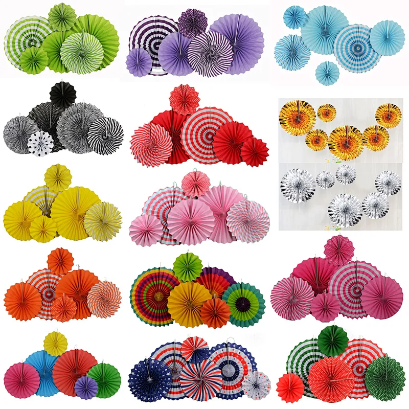 Wholesale Party Supplies Decorations Sets Paper Decorations Fan Flower Hanging for Party 6pcs/pack