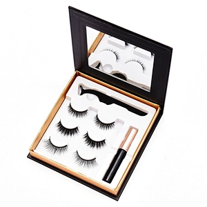 3Pair Liquid Eyeliner Eyelash Magnetic Silk Fiber 20MM Mink Eyelash Vendor Tweezers Configuration Box Magnetic Eyelashes OLOOYA