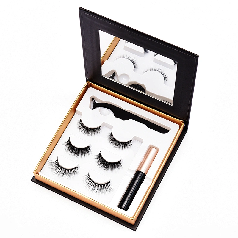 3Pair Liquid Eyeliner Eyelash Magnetic Silk Fiber 20MM Mink Eyelash Vendor Tweezers Configuration Box Magnetic Eyelashes OLOOYA