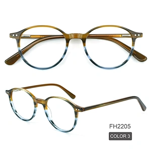 PH2205 most competitive 6 color round acetate optical frames spot goods eyeglasses