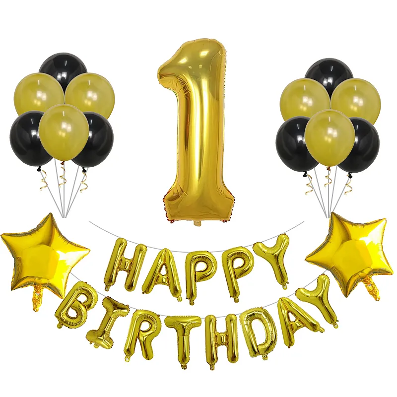 16 Inch Happy Birthday Balloon 18 Inch Star 30 Inch Number Foil Balloon Set