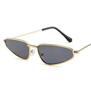 Women Cateye Shades Glasses Custom Logo Vintage Metal Small Triangle Cat Eye Sunglasses