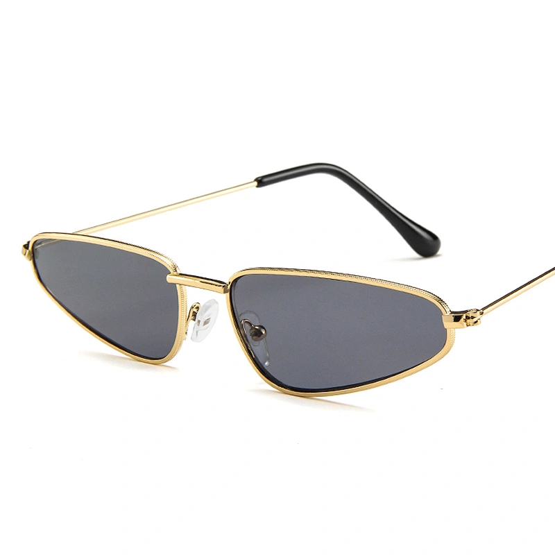 Women Cateye Shades Glasses Custom Logo Vintage Metal Small Triangle Cat Eye Sunglasses