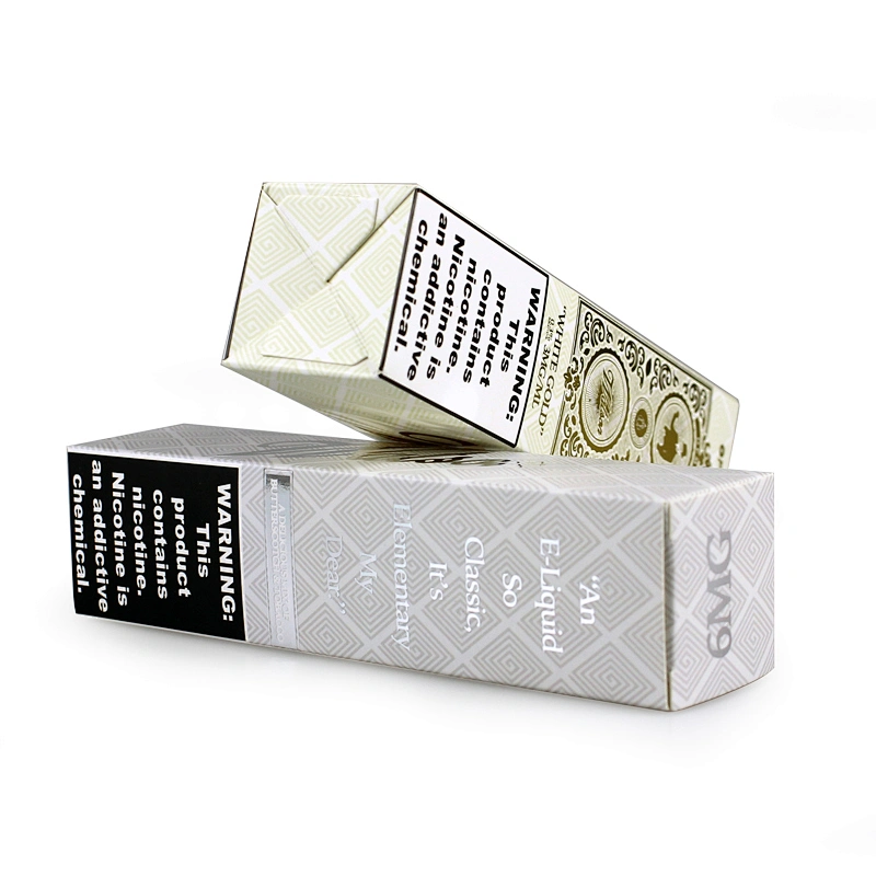 gold stamping logo paper box auto tuck box style for 60ml vaping bottle