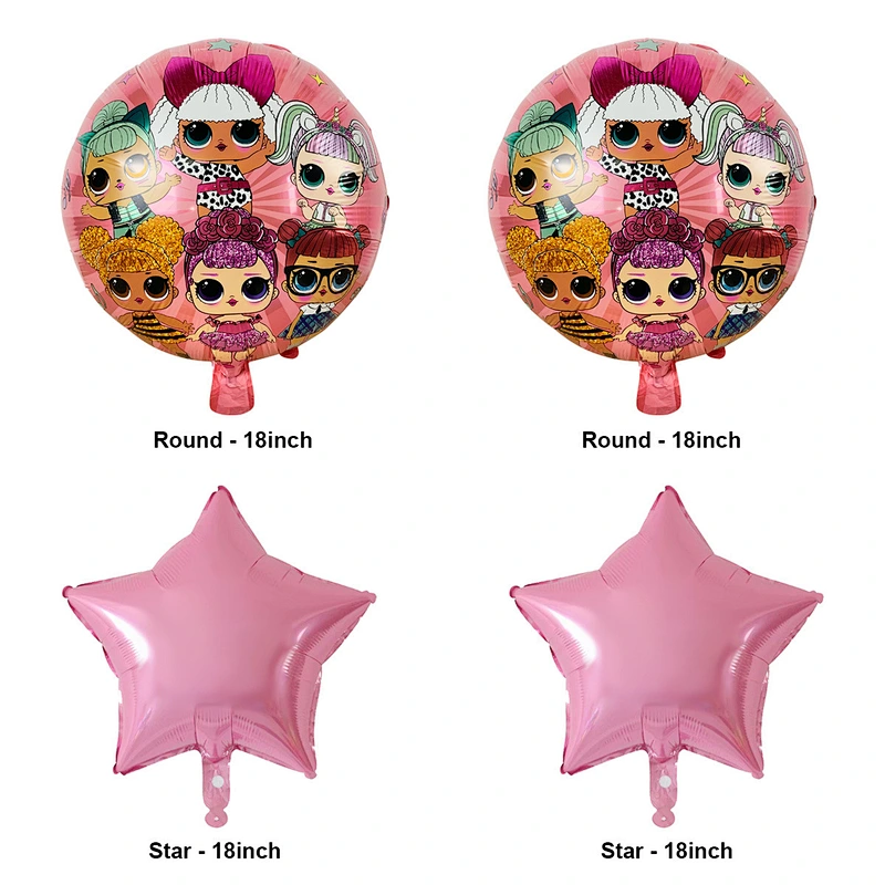 Amazon Surprise Doll Theme Set Aluminum Foil Balloon LOL Cartoon Shape Kids Toy Balloon Birthday Party Decoration