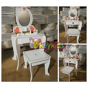 2021 New released girls white wooden toy makeup table for wholesale W08H102B
