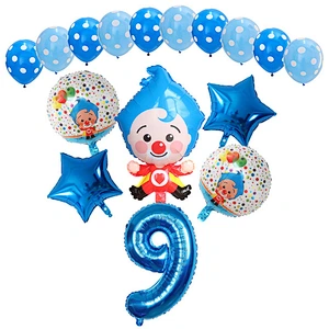 Plim Plim Clown Polka Dots Latex Globos 32 inch number foil balloons set For Kids Toy Birthday Party Decoration Supplies